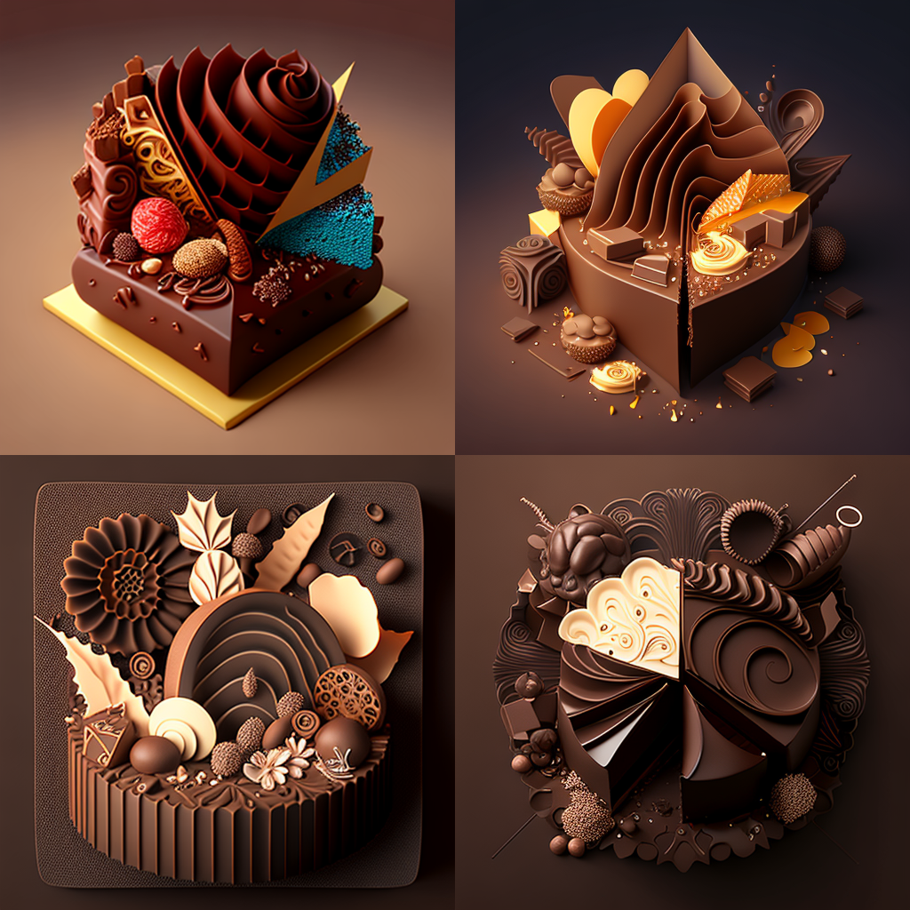 3d chocolate pictures，different colors，Contains many geometric shapes and contours